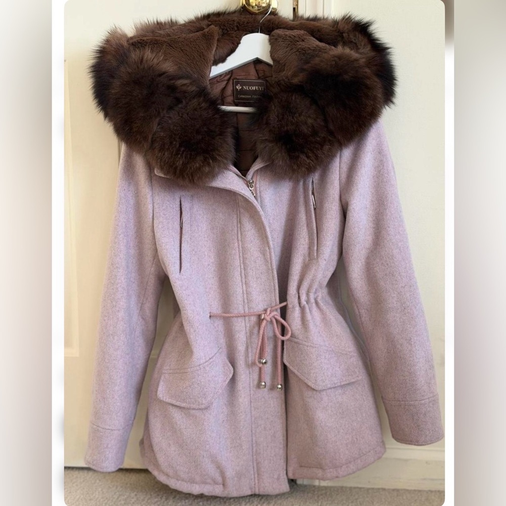 Women's Cashmere Coat with Real Fur Trim